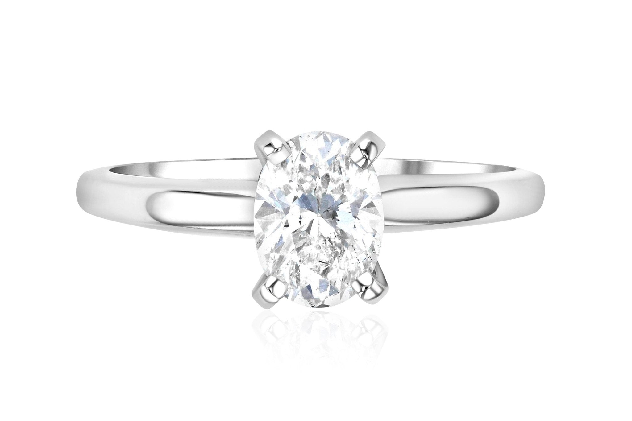 Oval Cut Diamond Solitaire Engagement Ring in 14k White Gold