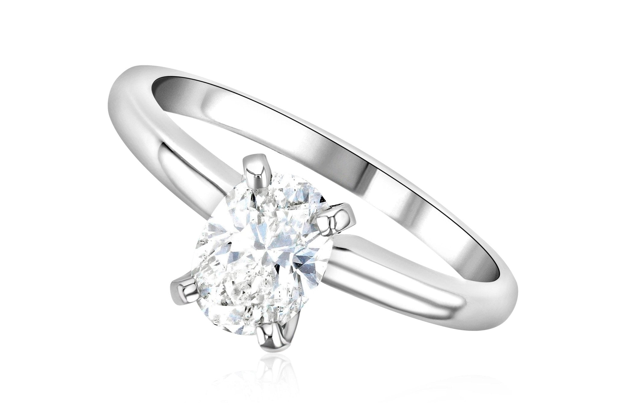 Oval Cut Diamond Solitaire Engagement Ring in 14k White Gold