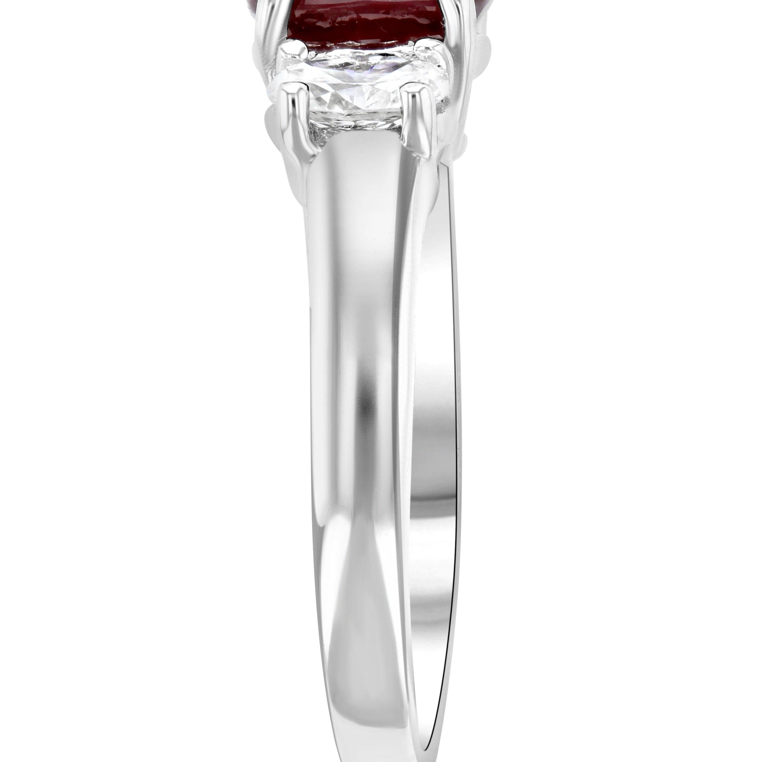 Oval Diamond and Ruby Three-Stone Ring in 14k White Gold (1.65 ct. tw.) - Iris + Mill