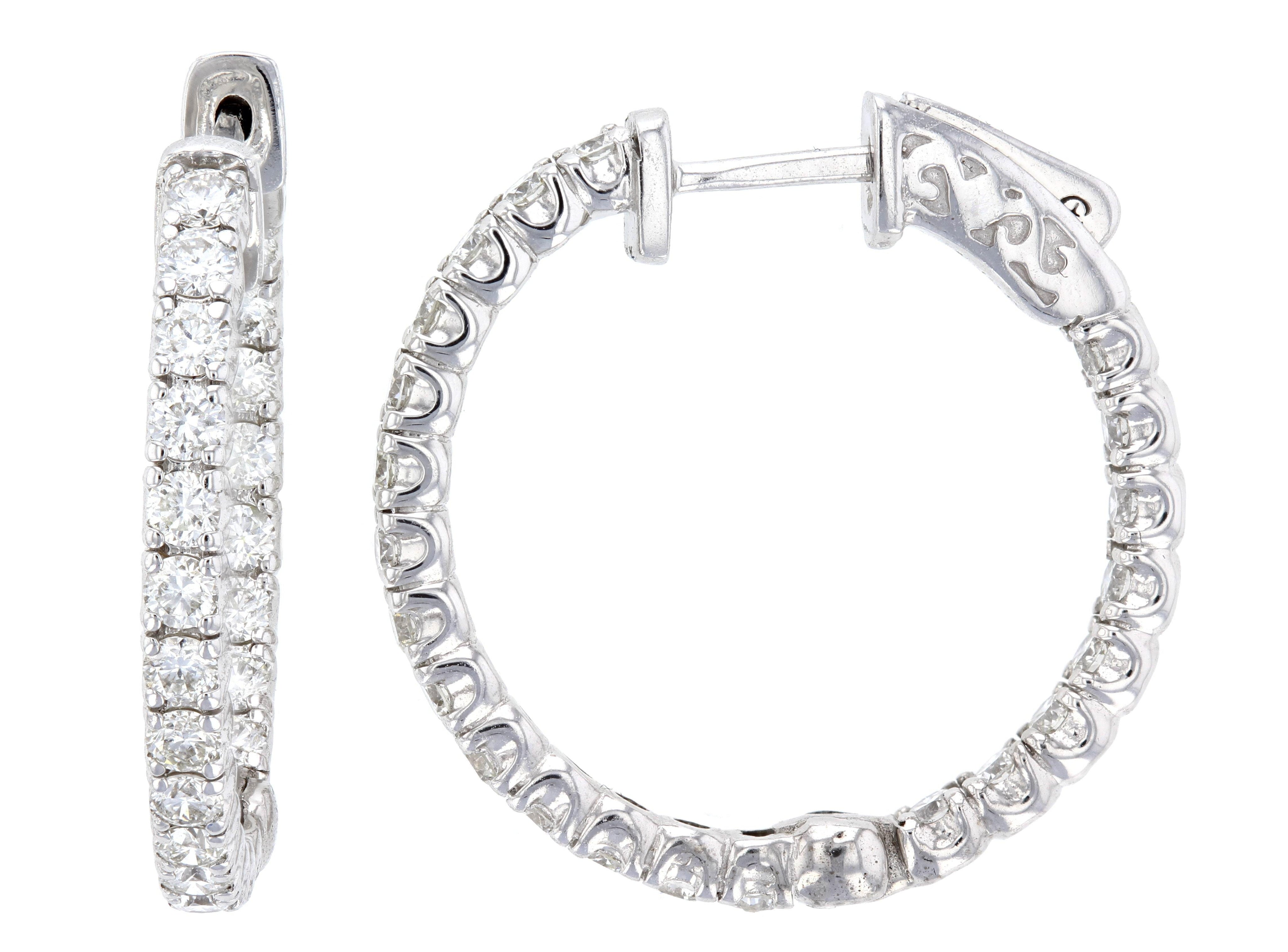 Pavé Diamond Hoop Earrings in 14k White Gold - Iris + Mill