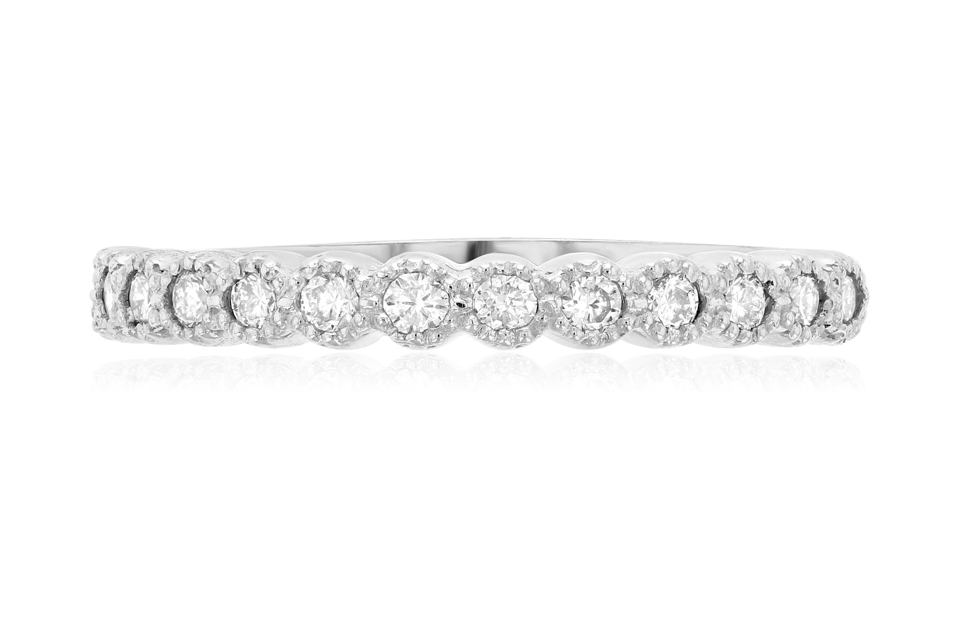 Petite Milgrain Halo Diamond Wedding Ring in 14k White Gold (0.27 ct. tw.) - Iris + Mill
