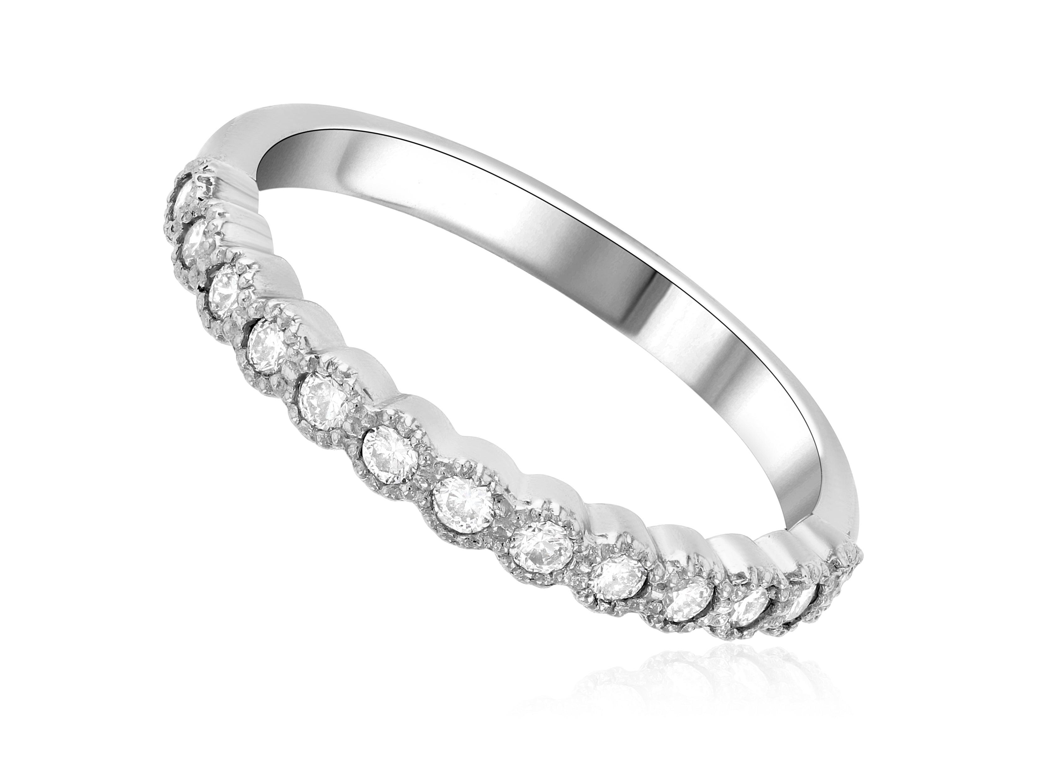 Petite Milgrain Halo Diamond Wedding Ring in 14k White Gold (0.27 ct. tw.) - Iris + Mill