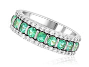 Petite Three-Row Diamond and Emerald Ring Stack in 14k White Gold (1.12 ct. tw.) - Iris + Mill