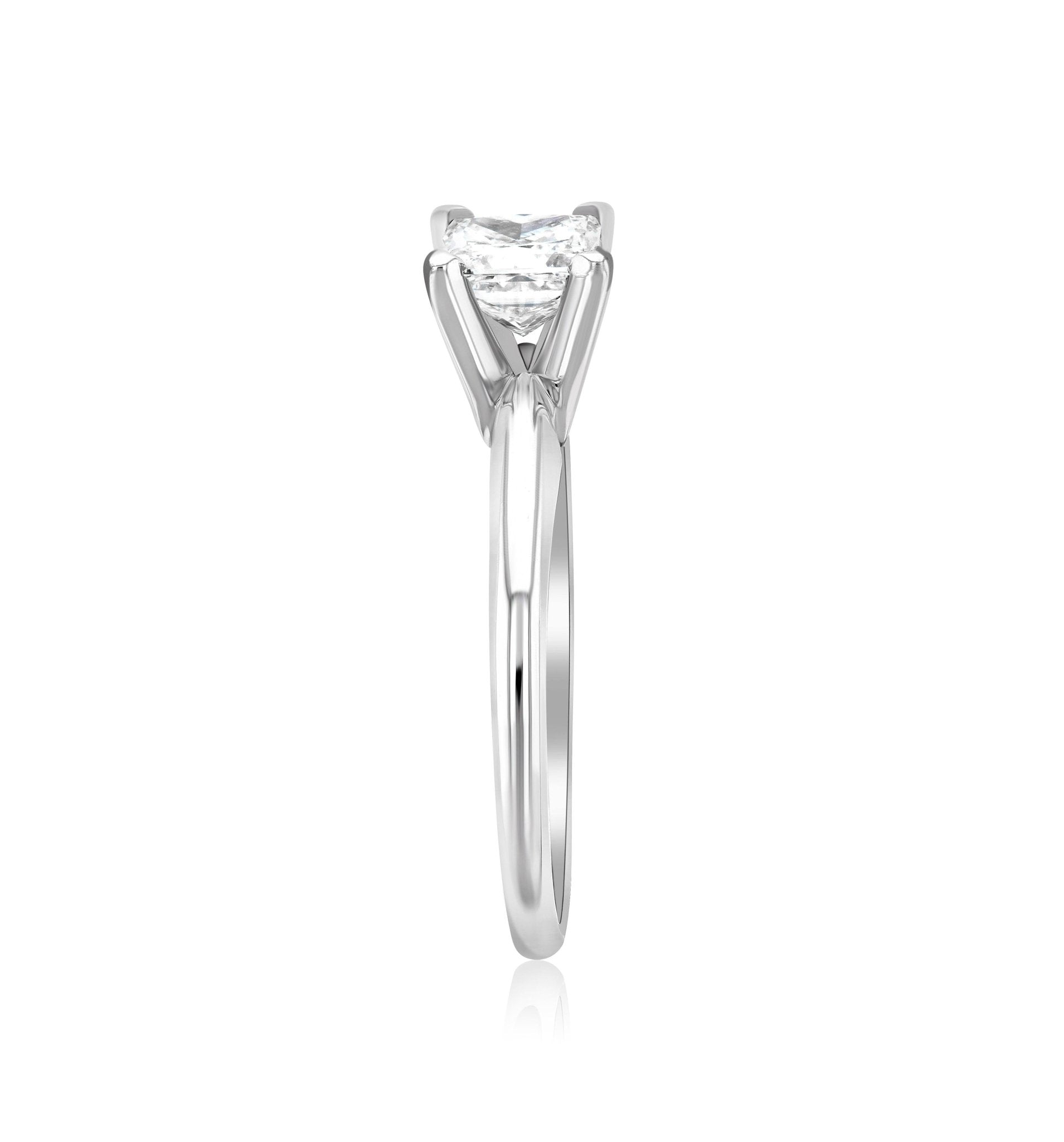 Princess Cut Diamond Solitaire Engagement Ring in 14k White Gold