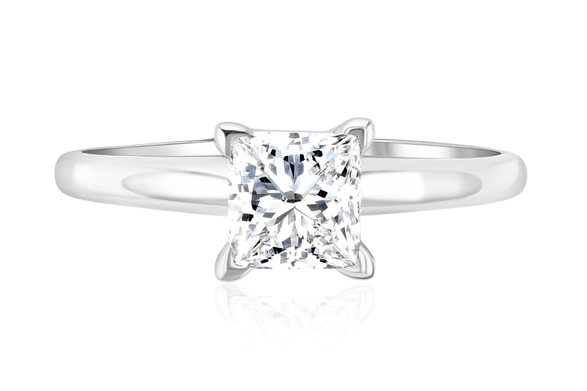 Princess Cut Diamond Solitaire Engagement Ring in 14k White Gold