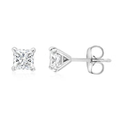 Princess Cut Diamond Stud Earrings in 14k White Gold - Iris + Mill