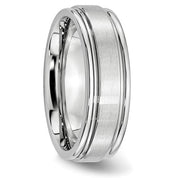 Ridged Edge Satin and Polished 7mm Cobalt Men's Wedding Band - Iris + Mill