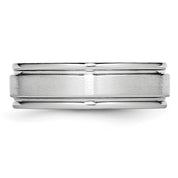 Ridged Edge Satin and Polished 7mm Cobalt Men's Wedding Band - Iris + Mill