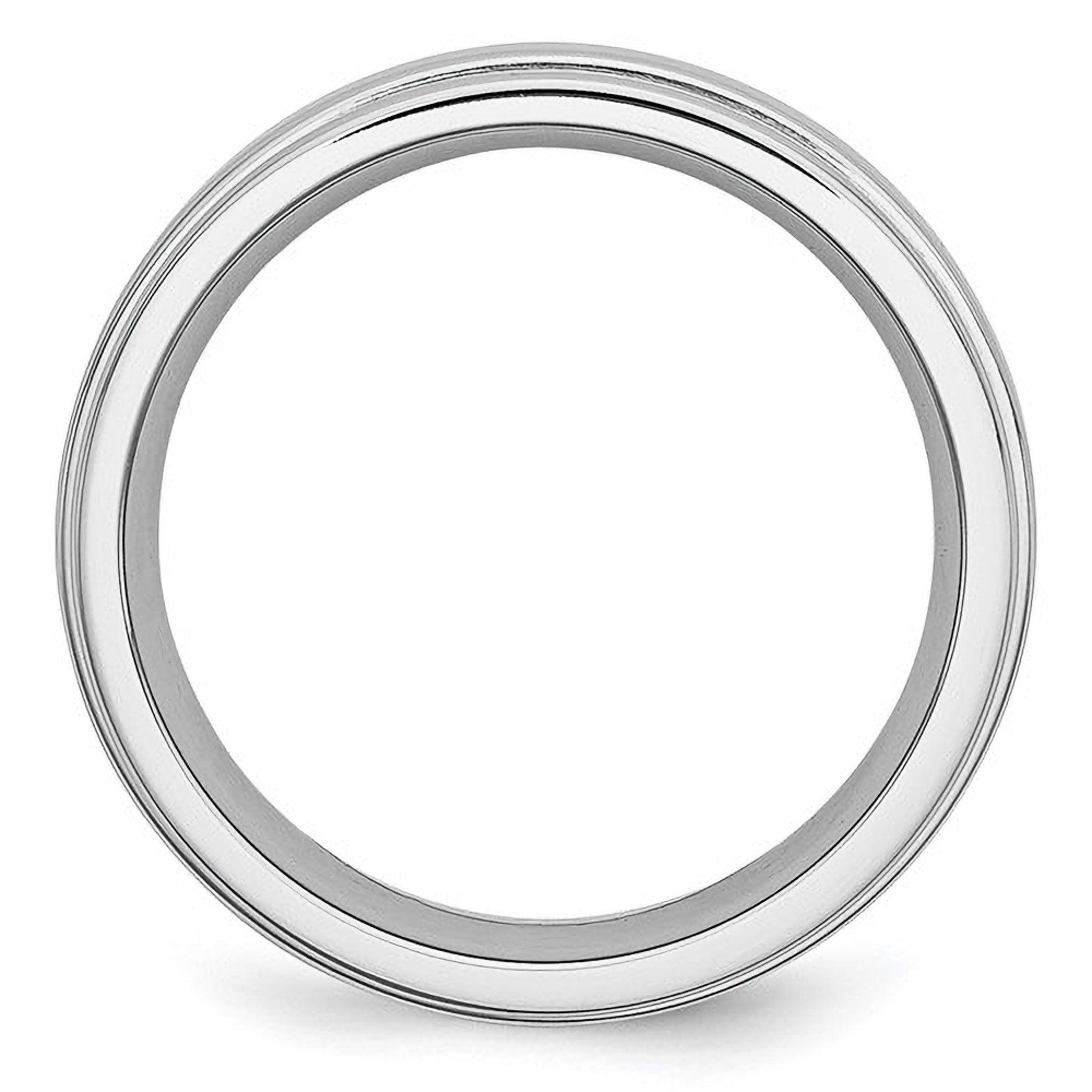 Ridged Edge Satin and Polished 7mm Cobalt Men's Wedding Band - Iris + Mill