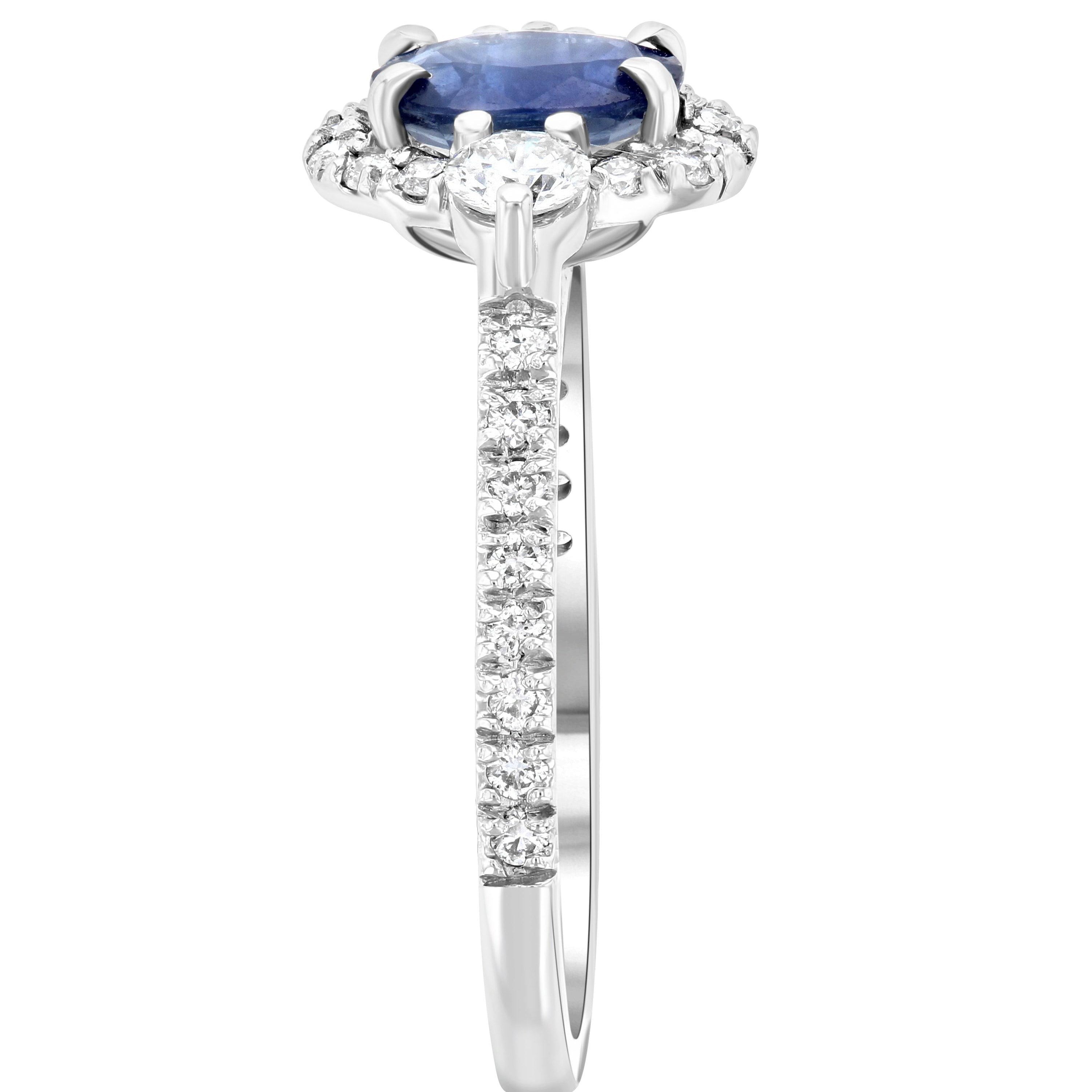 Sapphire Oval Diamond Halo Engagement Ring in 14k White Gold (1.60 ct. tw.) - Iris + Mill