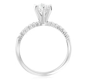 Six-Prong Pavé Round Diamond Solitaire Engagement Ring in 14k White Gold - Iris + Mill