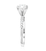 Six-Prong Pavé Round Diamond Solitaire Engagement Ring in 14k White Gold - Iris + Mill
