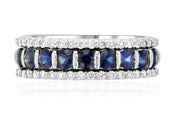 Three-Row Diamond and Sapphire Ring in 14k White Gold (1.37 ct. tw.) - Iris + Mill