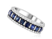 Three-Row Diamond and Sapphire Ring in 14k White Gold (1.37 ct. tw.) - Iris + Mill