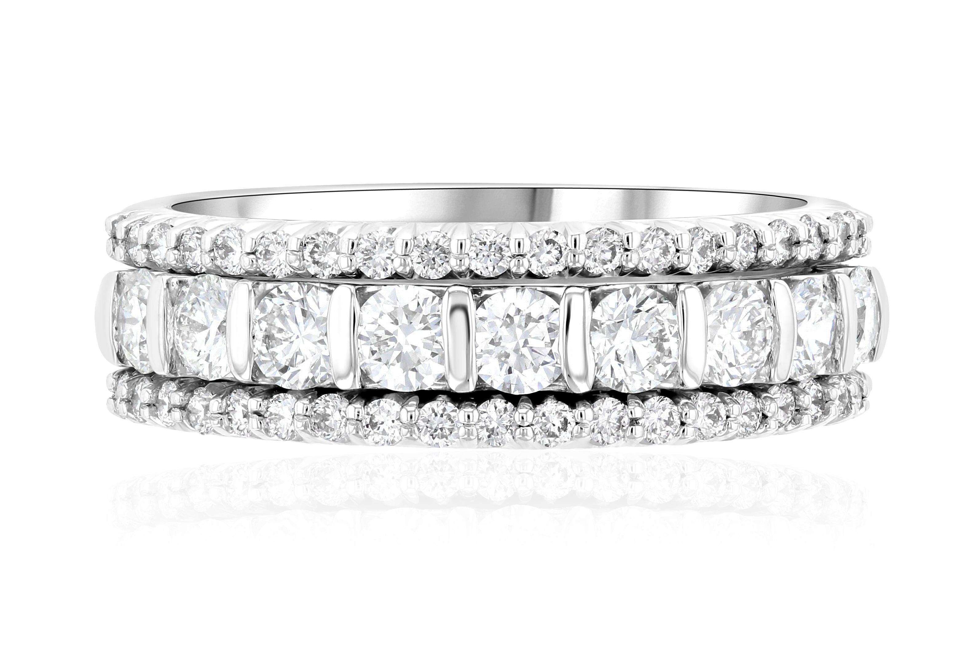 Three-Row Diamond Ring in 14k White Gold (1.10 ct. tw.) - Iris + Mill