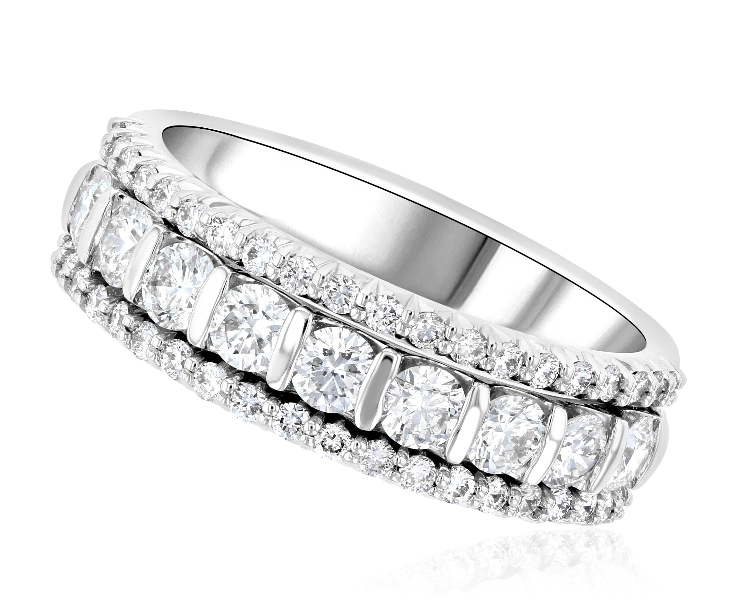 Three-Row Diamond Ring in 14k White Gold (1.10 ct. tw.) - Iris + Mill