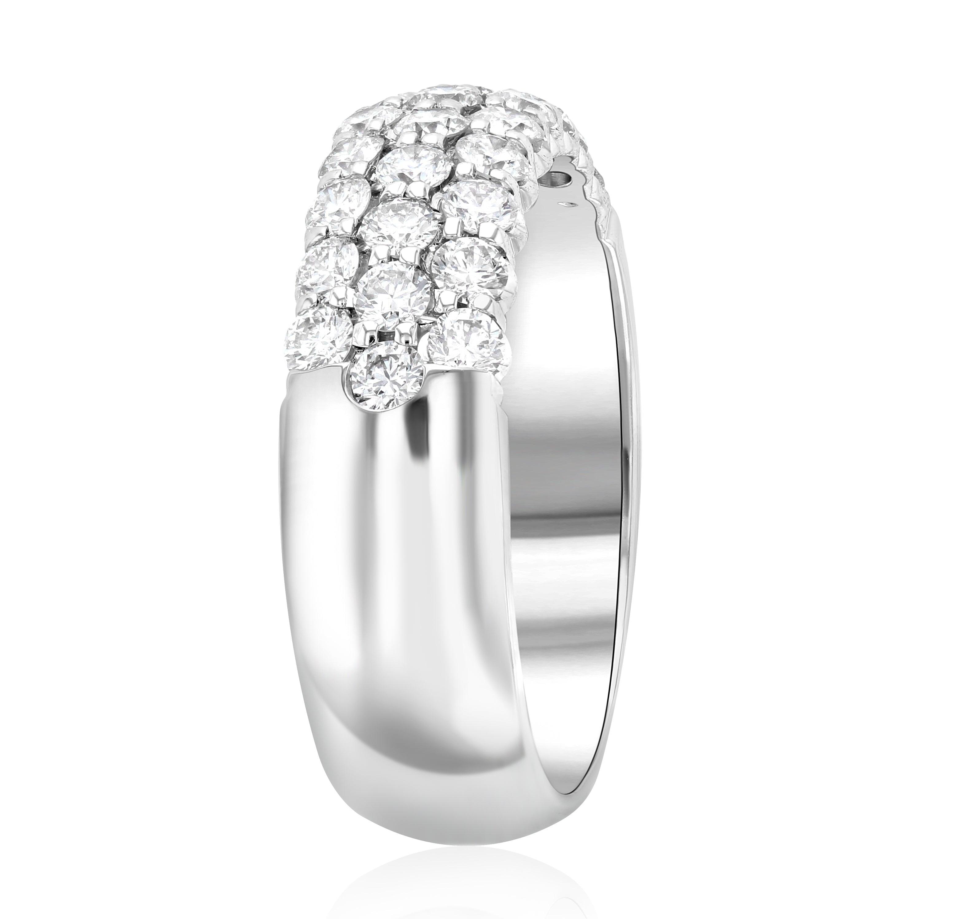 Three-Row Pavé Diamond and Emerald Ring in 14k White Gold (1.04 ct. tw.) - Iris + Mill