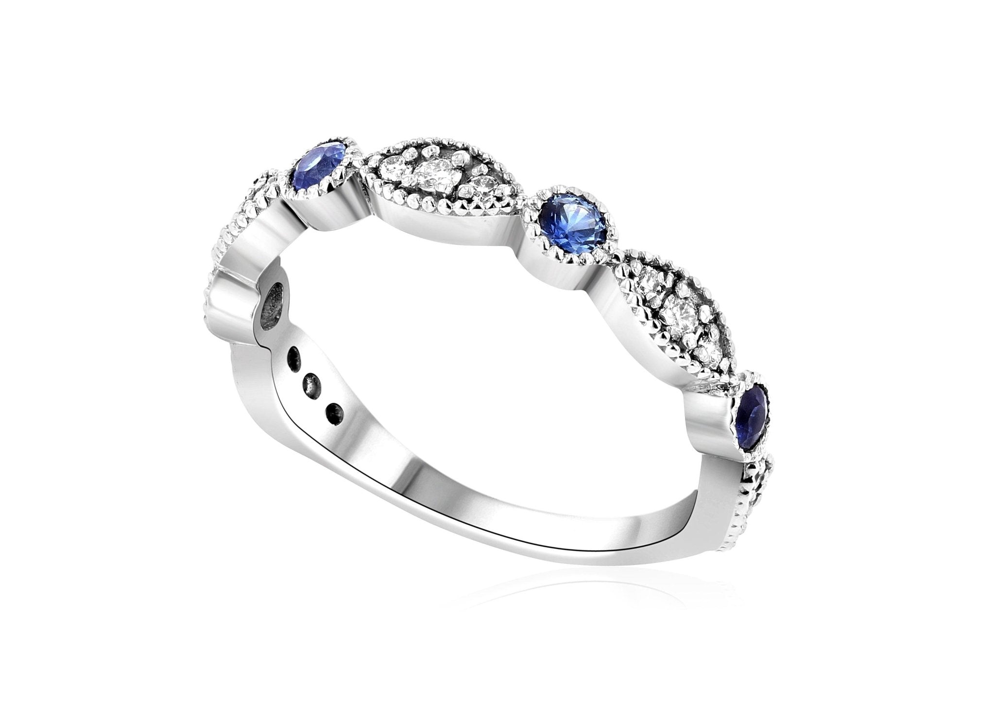 Three-Stone Diamond and Sapphire Infinity Ring in 14k White Gold (.53 ct. tw.)