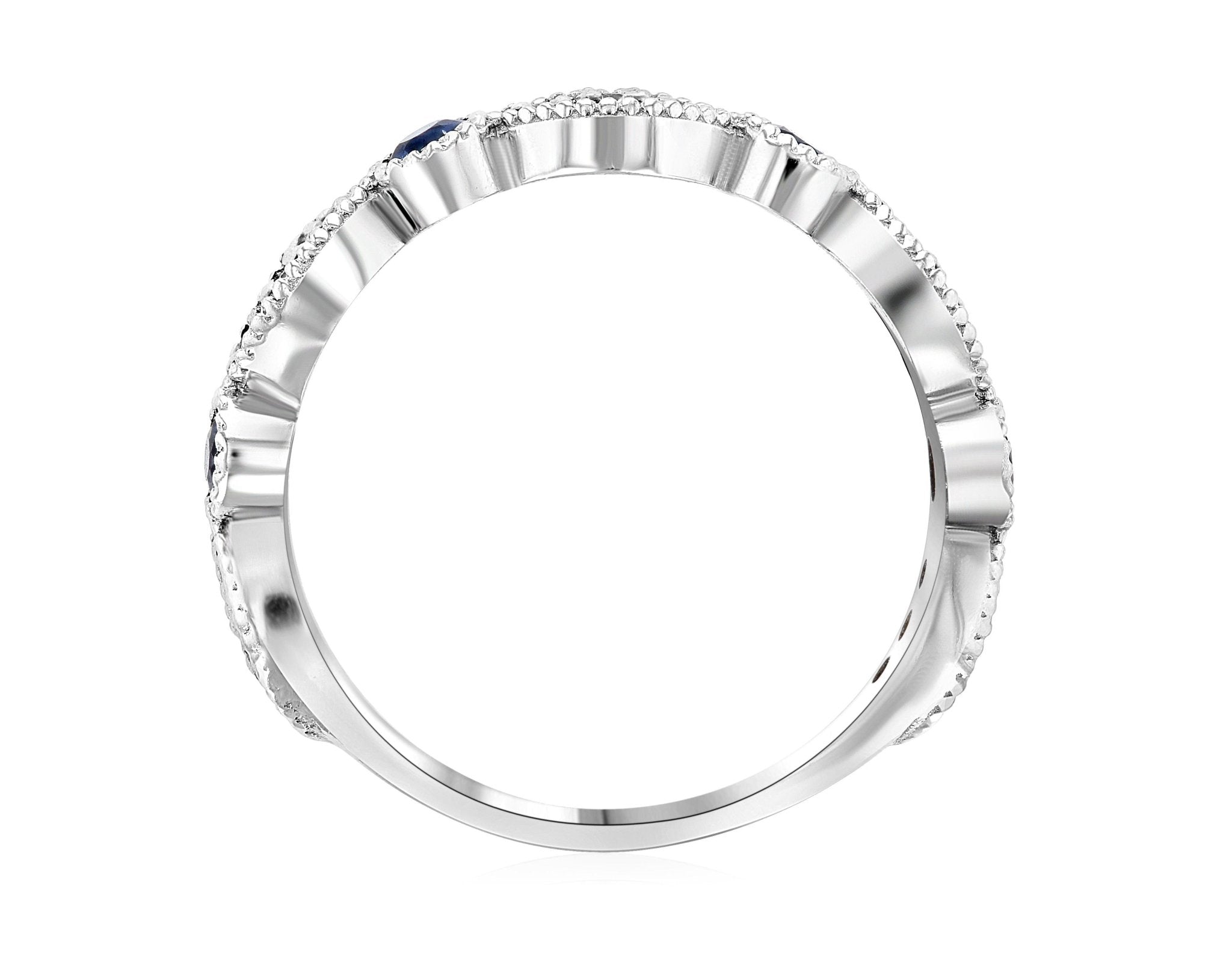 Three-Stone Diamond and Sapphire Infinity Ring in 14k White Gold (.53 ct. tw.)