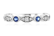 Three-Stone Diamond and Sapphire Infinity Ring in 14k White Gold (.53 ct. tw.)