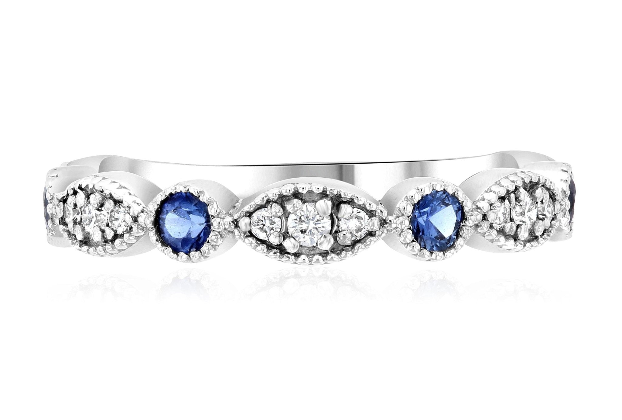 Three-Stone Diamond and Sapphire Infinity Ring in 14k White Gold (.53 ct. tw.)