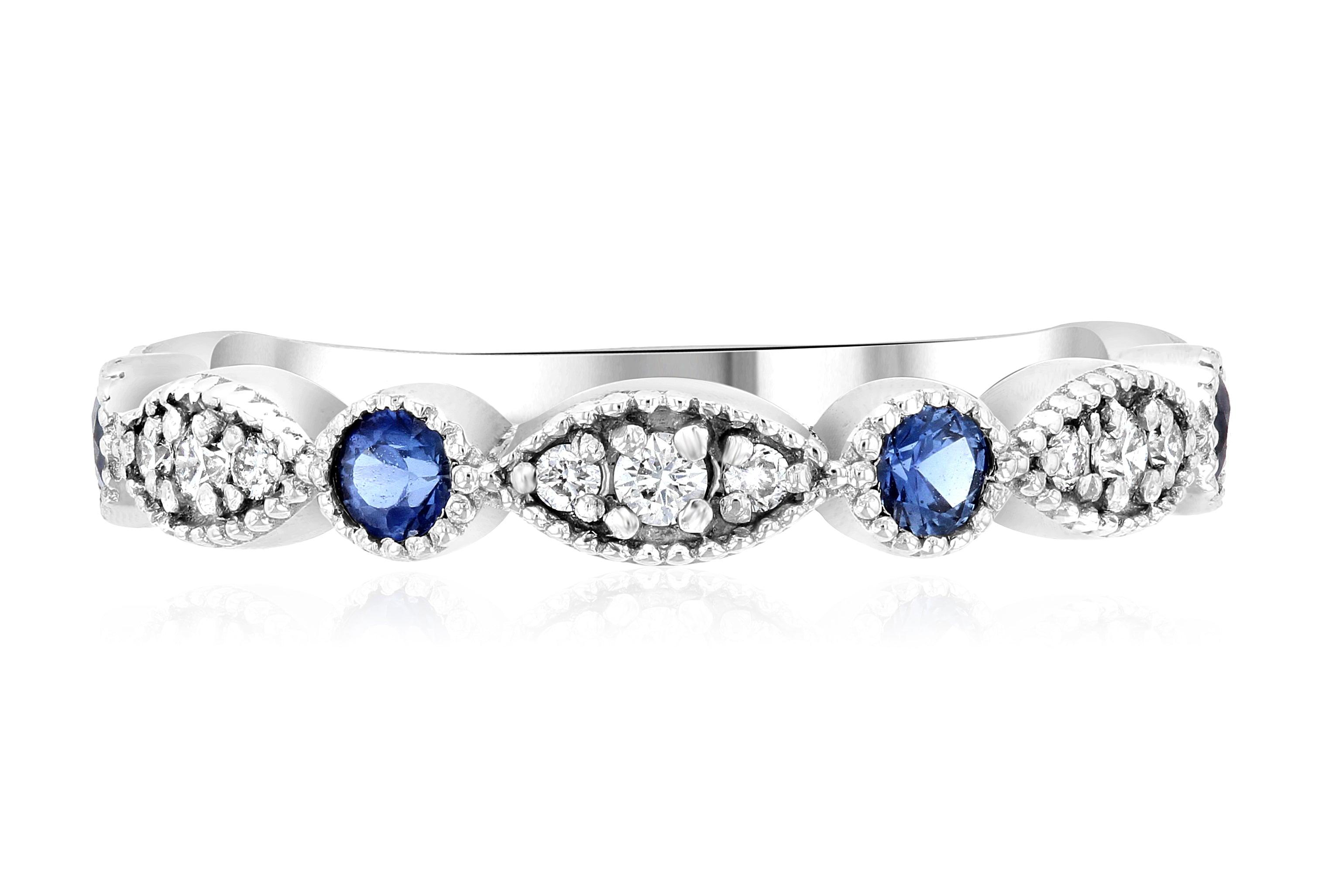Three-Stone Diamond and Sapphire Infinity Ring in 14k White Gold (.53 ct. tw.) - Iris + Mill